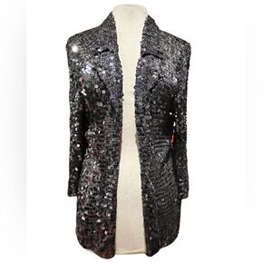 Wallis gun sequined open front gun metal silver cardigan
